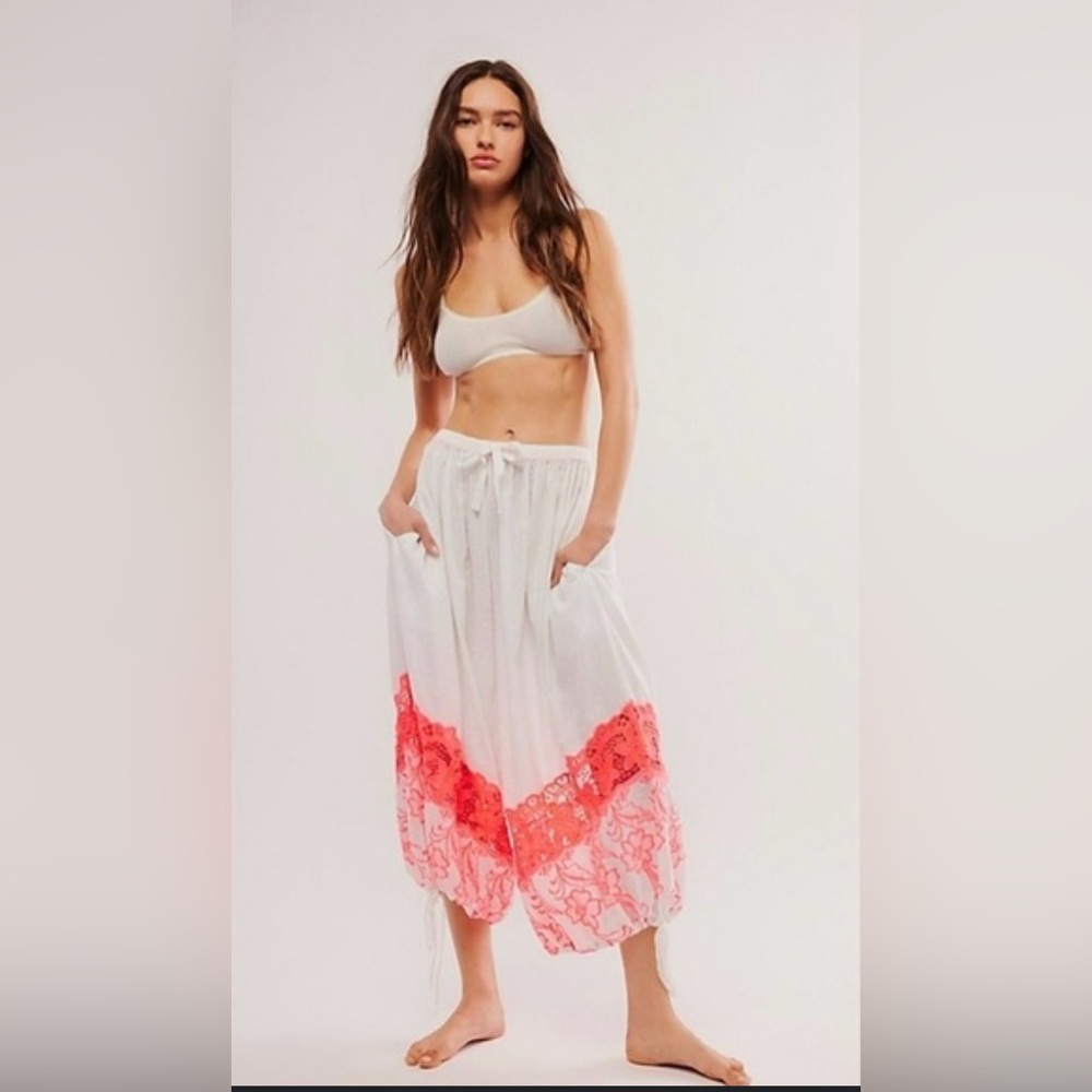 Free People Intimately Day Glow Joggers in White/Neon Pink Combo~Size Large~NWT - Picture 4 of 15